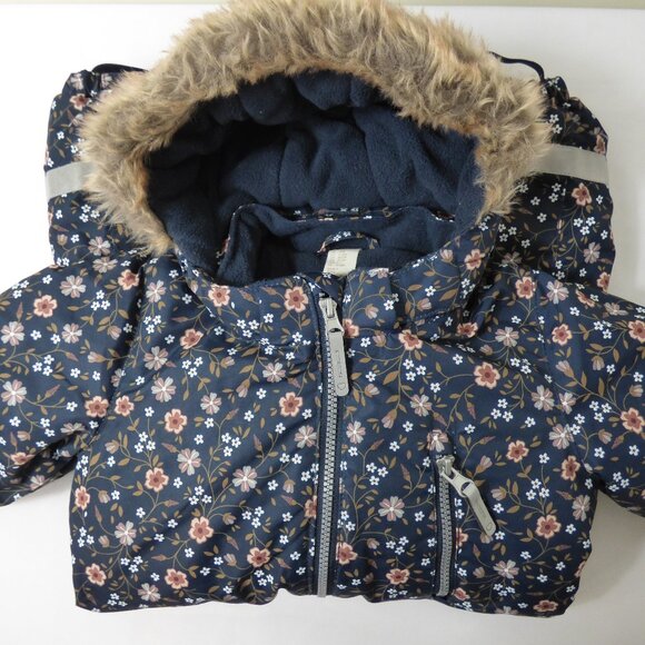 H&M Navy Floral Water-Repellent Snowsuit, Size 12 Months - Picture 1 of 5